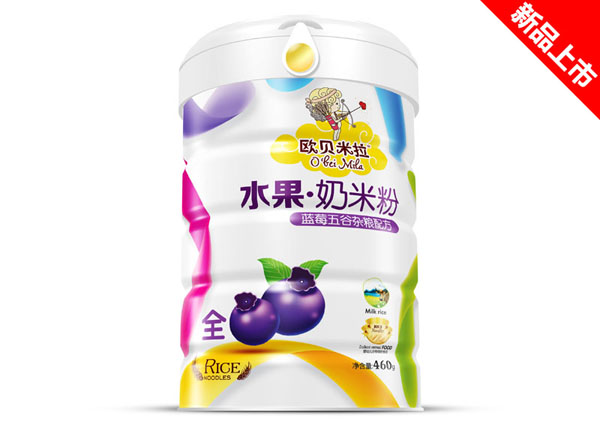   歐貝米拉水果奶米粉鐵聽(tīng)-藍(lán)莓五谷雜糧配方