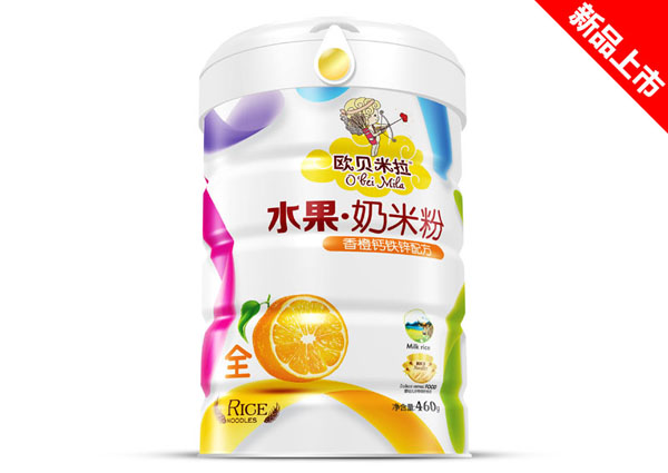   歐貝米拉水果奶米粉鐵聽(tīng)-香橙鈣鐵鋅配方