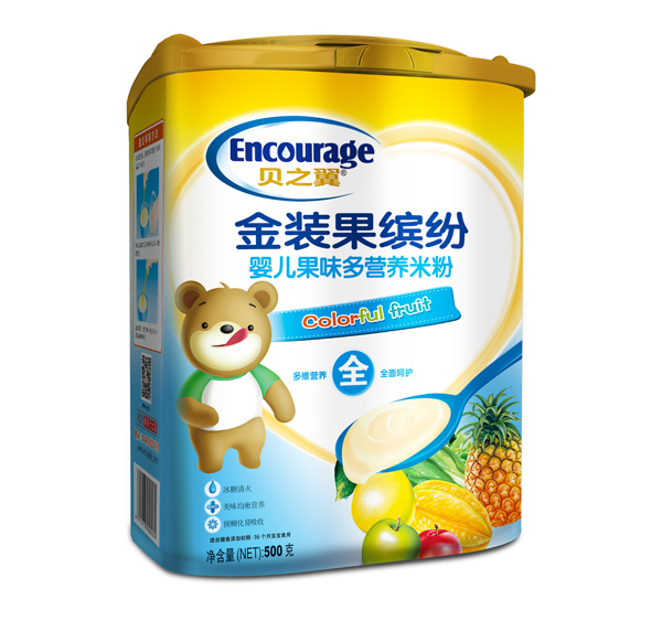  貝之翼金裝果繽紛-嬰兒果味多營養(yǎng)米粉聽裝