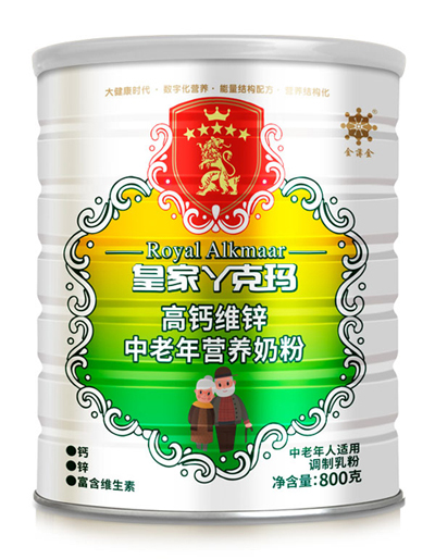  皇家丫克瑪高鈣維鋅中老年?duì)I養(yǎng)奶粉800克