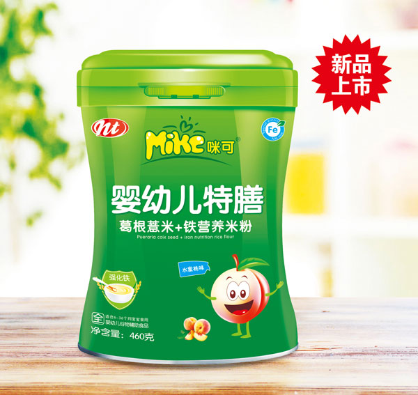 咪可嬰幼兒特膳葛根薏米+鐵營養(yǎng)米粉（水蜜桃味）