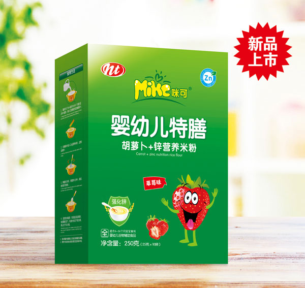  咪可嬰幼兒特膳胡蘿卜+鋅營養(yǎng)米粉（草莓味）盒裝