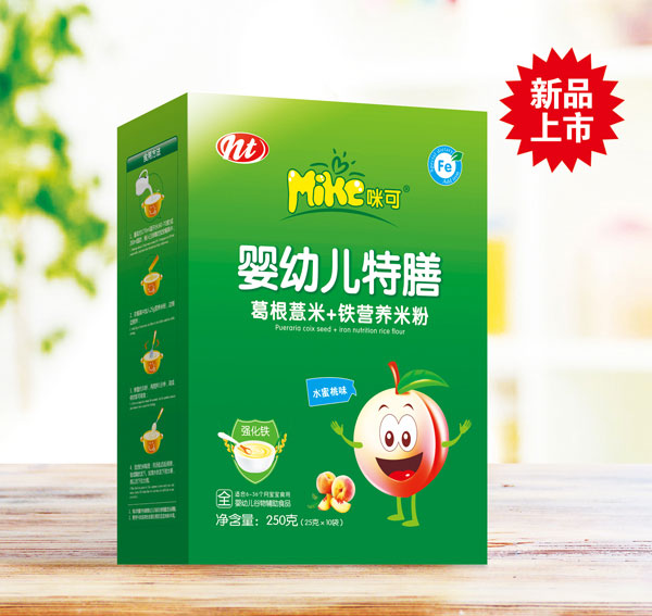  咪可嬰幼兒特膳葛根薏米+鐵營養(yǎng)米粉（水蜜桃味）盒裝