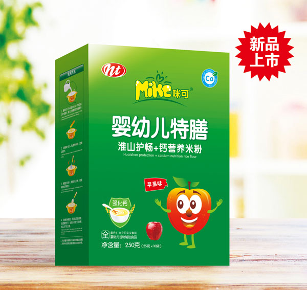  咪可嬰幼兒特膳淮山護(hù)暢+鈣營養(yǎng)米粉（蘋果味）盒裝
