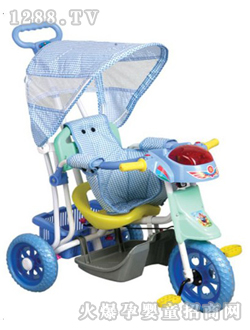 兒童三輪車藍色格紋
