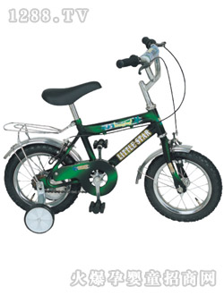 小星星黑綠色自行車