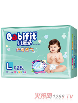 貝愛(ài)多纖薄透氣紙尿片L碼26片
