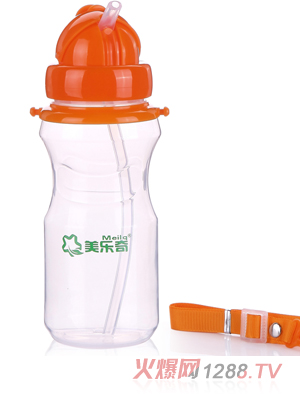 美樂奇PP滑蓋橘紅色便攜水杯300ML