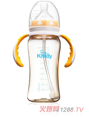 可米迪PPSU自動奶瓶300ml橙色